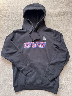 Mens OVO Flag Runner Pullover Hoodie Octobers Very Own Oversized Fit Iceman